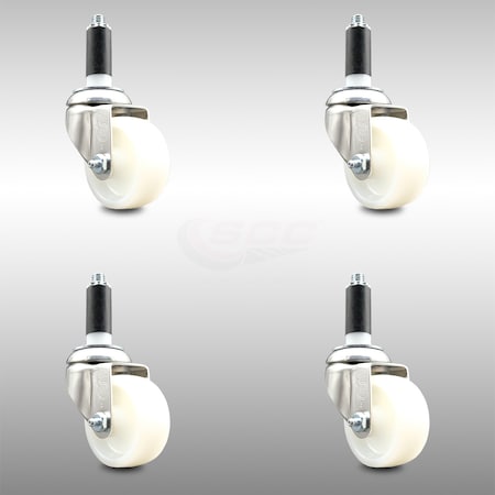 Service Caster 3 Inch 316SS Nylon Wheel Swivel 1-1/8 Inch Expanding Stem Caster Set SCC SCC-SS316EX20S314-NYS-118-4
